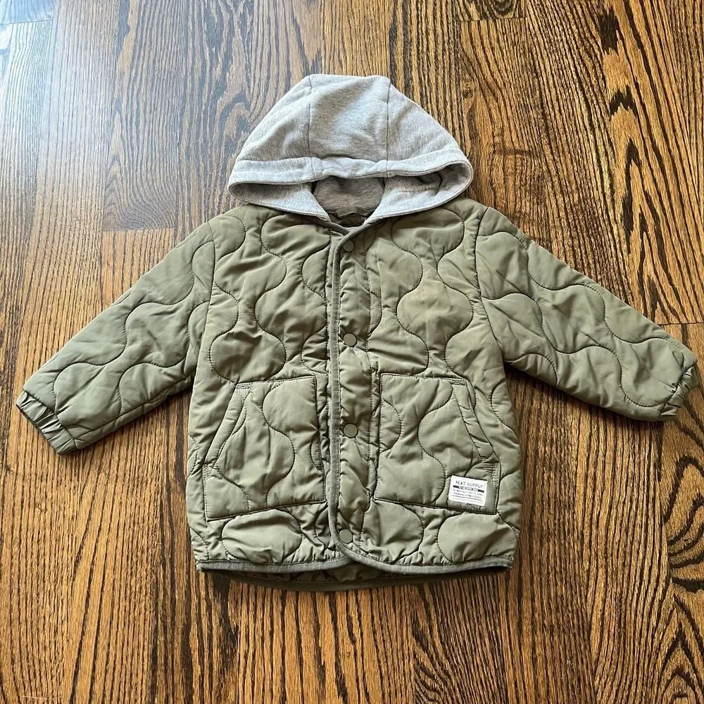 Next Khaki Green Quilted Jacket (1.5-2Y)